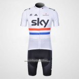 2012 Abbigliamento Ciclismo Sky Campione Regno Unito Nero e Bianco Manica Corta e Salopette