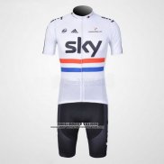 2012 Abbigliamento Ciclismo Sky Campione Regno Unito Nero e Bianco Manica Corta e Salopette