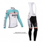 2014 Abbigliamento Ciclismo Bianchi Verde e Bianco Manica Lunga e Salopette