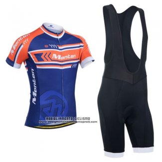 2014 Abbigliamento Ciclismo Monton Arancione e Blu Manica Corta e Salopette