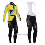 2014 Abbigliamento Ciclismo Scott Giallo e Nero Manica Lunga e Salopette