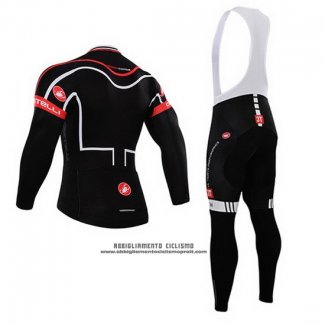 2015 Abbigliamento Ciclismo Castelli Nero Manica Lunga e Salopette