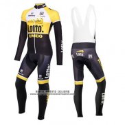 2015 Abbigliamento Ciclismo Lotto NL Jumbo Giallo e Nero Manica Lunga e Salopette