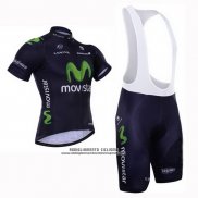 2015 Abbigliamento Ciclismo Movistar Nero Manica Corta e Salopette