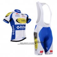 2015 Abbigliamento Ciclismo Topsport Bianco e Celeste Manica Corta e Salopette