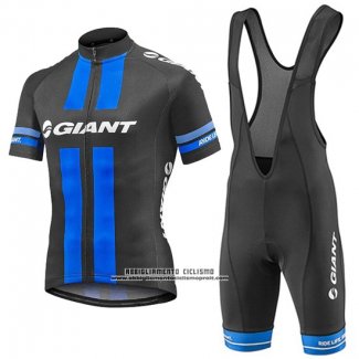 2016 Abbigliamento Ciclismo Giant Nero e Blu Manica Corta e Salopette