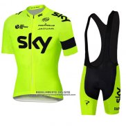 2016 Abbigliamento Ciclismo Sky Giallo Manica Corta e Salopette