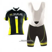 2017 Abbigliamento Ciclismo Biemme Identity Nero e Giallo Manica Corta e Salopette