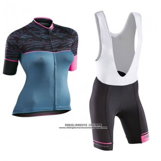 2017 Abbigliamento Ciclismo Donne Northwave Nero e Blu Manica Corta e Salopette