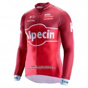 2017 Abbigliamento Ciclismo Katusha Alpecin Rosso Manica Lunga e Salopette