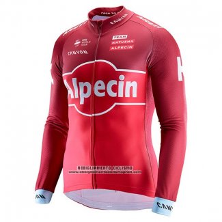 2017 Abbigliamento Ciclismo Katusha Alpecin Rosso Manica Lunga e Salopette