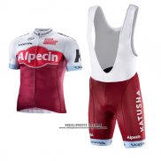 2017 Abbigliamento Ciclismo Katusha Alpecin Rosso e Bianco Manica Corta e Salopette