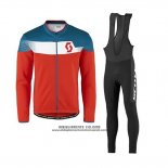 2017 Abbigliamento Ciclismo Scott Blu e Rosso Manica Lunga e Salopette