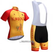 2017 Abbigliamento Ciclismo Spagna Rosso e Giallo Manica Corta e Salopette