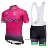 2018 Abbigliamento Ciclismo Astana Rosa Manica Corta e Salopette