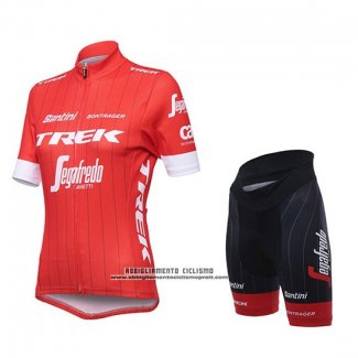 2018 Abbigliamento Ciclismo Donne Trek Segafredo Rosso Manica Corta e Salopette