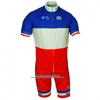 2018 Abbigliamento Ciclismo Francia Rosso Bianco Manica Corta e Salopette