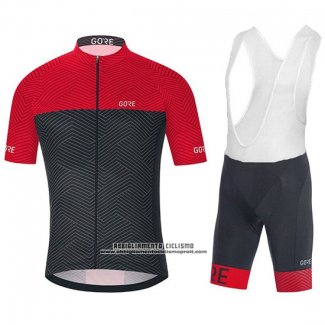 2018 Abbigliamento Ciclismo Gore C3 Optiline Rosso e Nero Manica Corta e Salopette