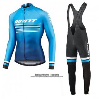 2019 Abbigliamento Ciclismo Giant Race Day Blu Manica Lunga e Salopette