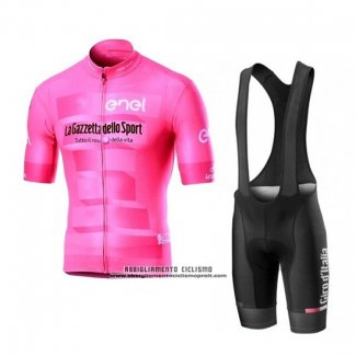 2019 Abbigliamento Ciclismo Giro d'Italia Rosa Manica Corta e Salopette