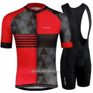 2019 Abbigliamento Ciclismo Runchita Rosso Grigio Manica Corta e Salopette