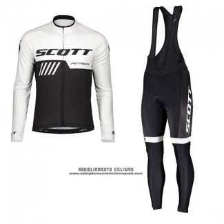 2019 Abbigliamento Ciclismo Scott Nero Bianco Manica Lunga e Salopette