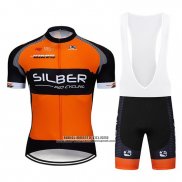 2019 Abbigliamento Ciclismo Sliber Arancione Nero Manica Corta e Salopette