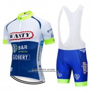 2019 Abbigliamento Ciclismo Wanty Bianco Blu Manica Corta e Salopette