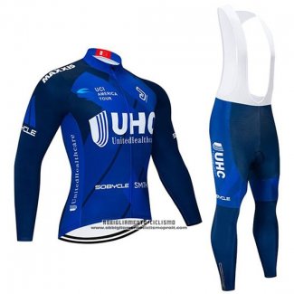 2020 Abbigliamento Ciclismo UHC Spento Blu Manica Lunga e Salopette