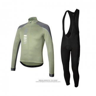 2021 Abbigliamento Ciclismo RH+ Grigio Verde Manica Lunga e Salopette QXF21-0067