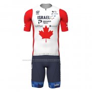 2022 Abbigliamento Ciclismo Canada Champion Israel Cycling Academy Rosso Manica Corta e Salopette