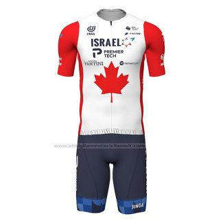 2022 Abbigliamento Ciclismo Canada Champion Israel Cycling Academy Rosso Manica Corta e Salopette