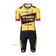 2022 Abbigliamento Ciclismo Jumbo Visma Nero Giallo Manica Corta e Salopette