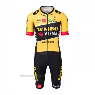 2022 Abbigliamento Ciclismo Jumbo Visma Nero Giallo Manica Corta e Salopette