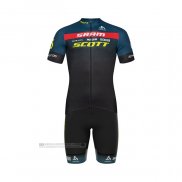 2022 Abbigliamento Ciclismo Scott Sram Nero Blu Manica Corta e Salopette