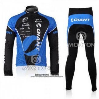 2010 Abbigliamento Ciclismo Giant Nero e Blu Manica Lunga e Salopette