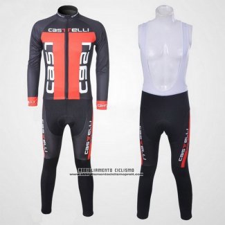 2011 Abbigliamento Ciclismo Castelli Arancione e Nero Manica Lunga e Salopette