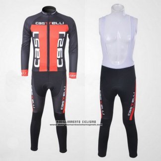 2011 Abbigliamento Ciclismo Castelli Grigio e Arancione Manica Lunga e Salopette