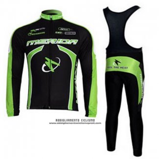 2011 Abbigliamento Ciclismo Merida Nero e Verde Manica Lunga e Salopette