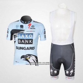 2011 Abbigliamento Ciclismo Saxo Bank Azzurro Manica Corta e Salopette