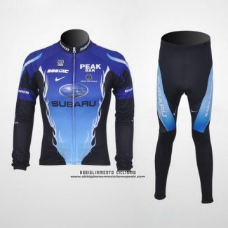 2011 Abbigliamento Ciclismo Subaru Celeste e Nero Manica Lunga e Salopette