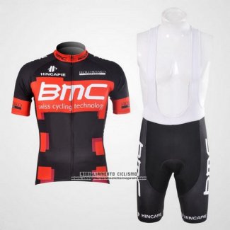 2012 Abbigliamento Ciclismo BMC Nero e Rosso Manica Corta e Salopette