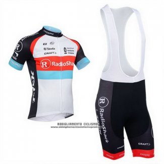 2013 Abbigliamento Ciclismo Radioshack Bianco e Nero Manica Corta e Salopette