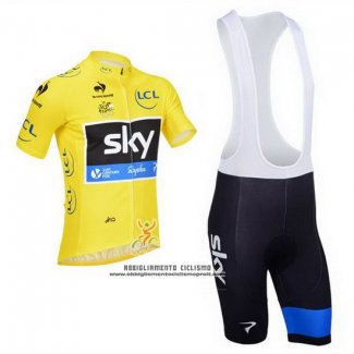 2013 Abbigliamento Ciclismo Sky Lider Giallo e Nero Manica Corta e Salopette