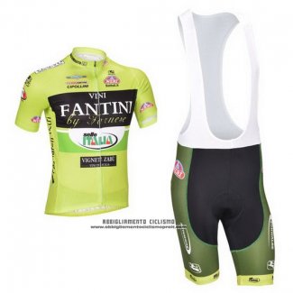 2013 Abbigliamento Ciclismo Vini Fantini Verde e Nero Manica Corta e Salopette