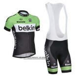 2014 Abbigliamento Ciclismo Belkin Verde e Nero Manica Corta e Salopette