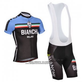 2014 Abbigliamento Ciclismo Bianchi Nero e Blu Manica Corta e Salopette