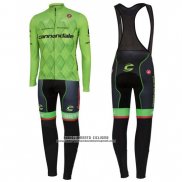 2016 Abbigliamento Ciclismo Cannondale Nero e Verde Manica Lunga e Salopette