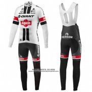 2016 Abbigliamento Ciclismo Giant Alpecin Nero e Bianco Manica Lunga e Salopette