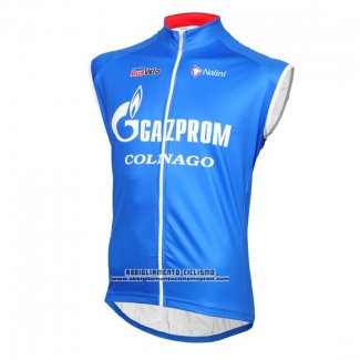 2016 Gilet Antivento Gazprom Rusvelo Colnago Blu e Bianco